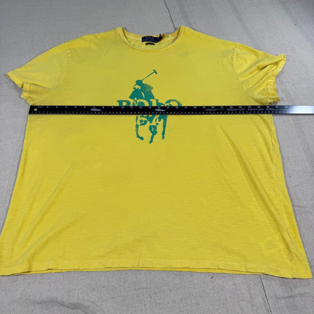 Polo Ralph Lauren Graphic T-Shirt Mens XL Yellow Excellent Polo 67 Classic Fit - Picture 9 of 9